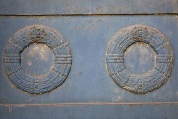 corroded wrought metal fence closeup