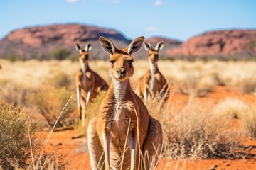 Des kangourous dans la nature australienne » IA générative - obrazy, fototapety, plakaty