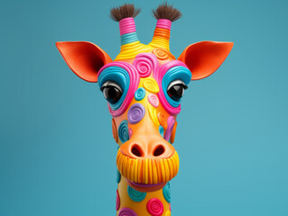 Funny giraffe formed from plasticine, isolated