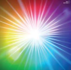 Colorful glowing bright light background or rainbow shining star sparkling concept. 3D Illustration