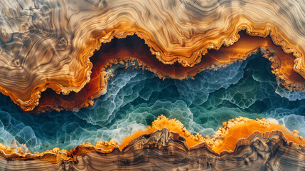 Obraz premium Abstract wood and colored epoxy resin texture background. Captivating image for printing. Contemporary art. Intricate details. Rich colors