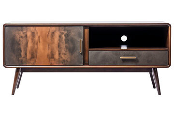 Cabinet tv stand PNG isolated on a white and transparent background - television wood stand modern interior home furniture design