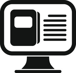 Computer book store icon simple vector. Internet based. Pc electronic work