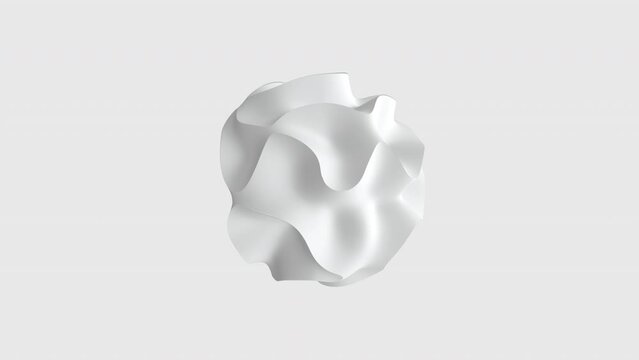 Futuristic 3D sphere with noisy turbulent surface. Morph shape in light colours with ripples and waves displacement. 3D animated background