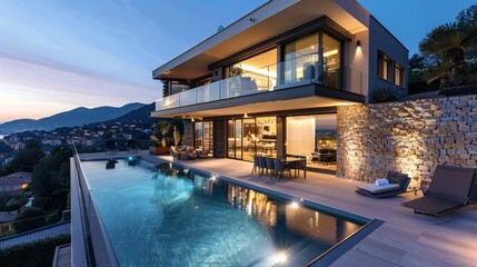Obraz na płótnie Canvas luxury resort with pool and beautiful view