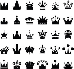 crown king illustration set luxury collection sign vector kingdom princess queen prince design