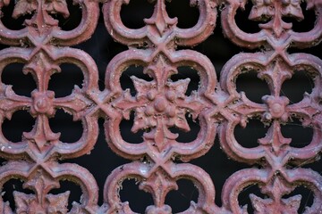close up ancient weathered wrought metal  ornaments 