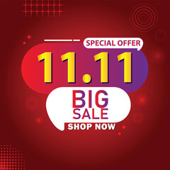 Sale banner template design 11.11 . SPECIAL OFFER, FLASH SALE, MEGA SALE