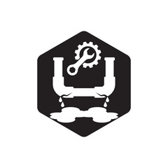 Fototapeta premium Broken Pipe Icon, Leakage In Pipe Vector Art Illustration