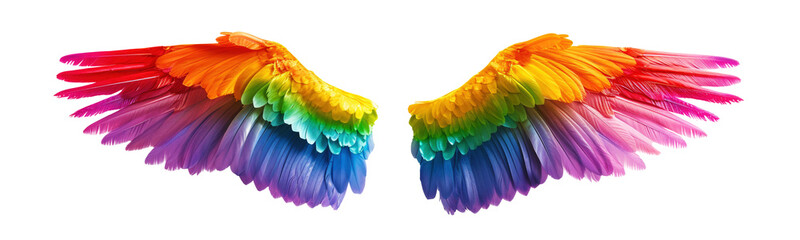 Rainbow pride wings isolated on transparent background.