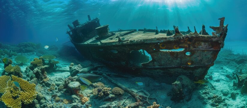 An old ship, filled with unused beach mines, rests at the bottom of Chuuk Lagoon, attracting wreck divers with its impressive collection.