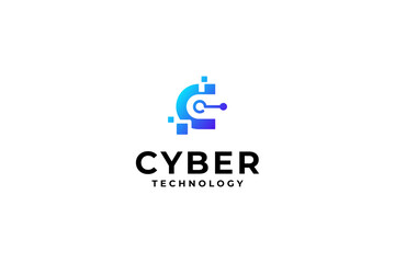 initial letter C for technology logo design