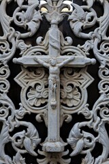 close up ancient weathered wrought metal  ornaments 