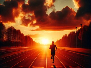 Runner running on track