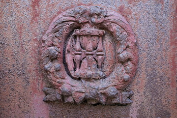 close up ancient weathered wrought metal  ornaments 