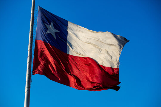 Bandera Bicentenario, Chilenean flag, Santiago de Chile, citry center, 2024