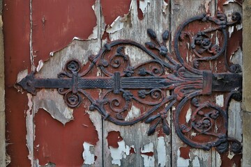 old weathered wrought metal ornaments