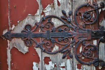 old weathered wrought metal ornaments