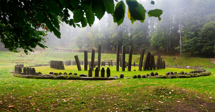 Image of Sacred Area is ancient stone heritage in Romania.