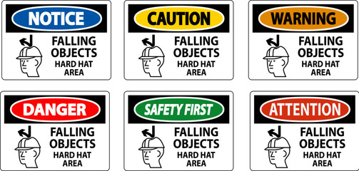 Danger Sign, Falling Objects Hard Hat Area