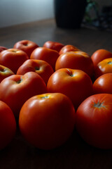 tomatoes on a table