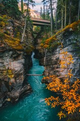 Glacier water flowing through canyon  - obrazy, fototapety, plakaty