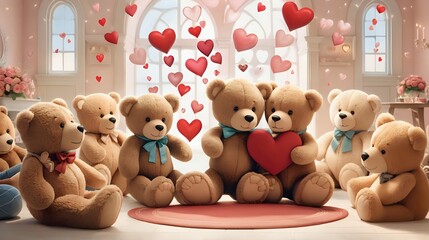A simple frame surrounded by an array of hearts and teddy bears, inviting you to fill the emptiness with your love notes.