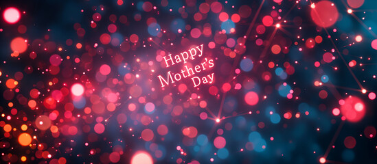 Mother day greeting card message background design bokeh lights - obrazy, fototapety, plakaty