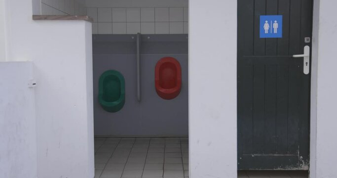 Public toilet urinal restroom entrance on the street