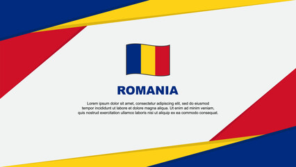 Romania Flag Abstract Background Design Template. Romania Independence Day Banner Cartoon Vector Illustration. Romania