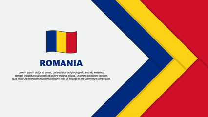 Romania Flag Abstract Background Design Template. Romania Independence Day Banner Cartoon Vector Illustration. Romania Cartoon