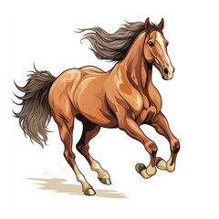 american warmblood horse running, vector illustration, detailed, white background