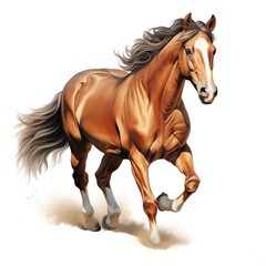 american warmblood horse running, vector illustration, detailed, white background - obrazy, fototapety, plakaty
