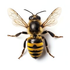 cute bee top view, isolated, white background