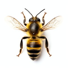 Fototapeta premium cute bee top view, isolated, white background