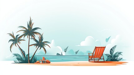 Obraz premium image of vacation day, wallpaper, cartoon style ,white background