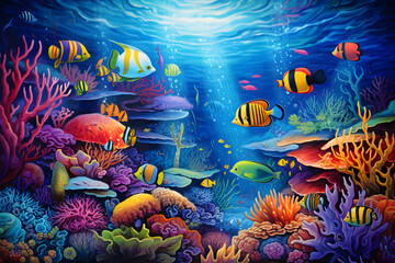 Obraz na płótnie Canvas Spectacular Underwater Exploration: A Glimpse Into the Vibrant Aquatic Life
