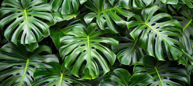 Lush tropical foliage with beautiful palm leaves creating a textured background in a natural setting