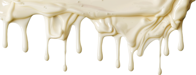 Condense milk dripping over isolated white transparent background