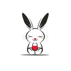Obraz premium An Isolated Illustration of a Bunny Rabbit Holding a Glass of Wine