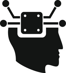 Memory head processor icon simple vector. Lost mind. Dementia head power