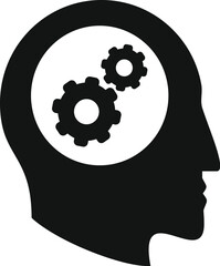 Gear memory change icon simple vector. Mind intellect. Recall smart