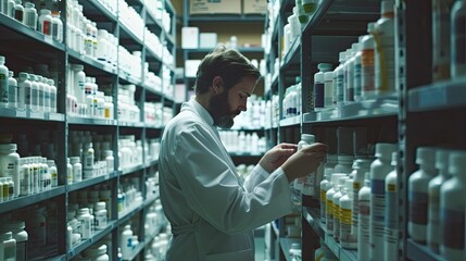 Pharmacist Checking Stock