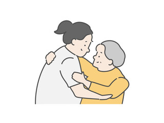 移乗介助をする介護イラスト