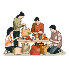 Group of People in Social Gathering with Handbags