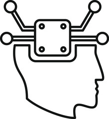 Memory head processor icon outline vector. Lost mind. Dementia head power