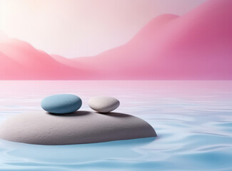 Fototapeta na wymiar Tranquility in Balance: Zen Rock Meditation for Spa Relaxation