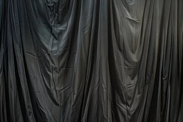 Fotobehang Room Concealed by Black Curtain. Generative AI © Lukasz Czajkowski