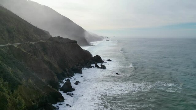 Video from drone view of California's Pacific Ocean Coastline.