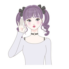 耳を澄ます女の子